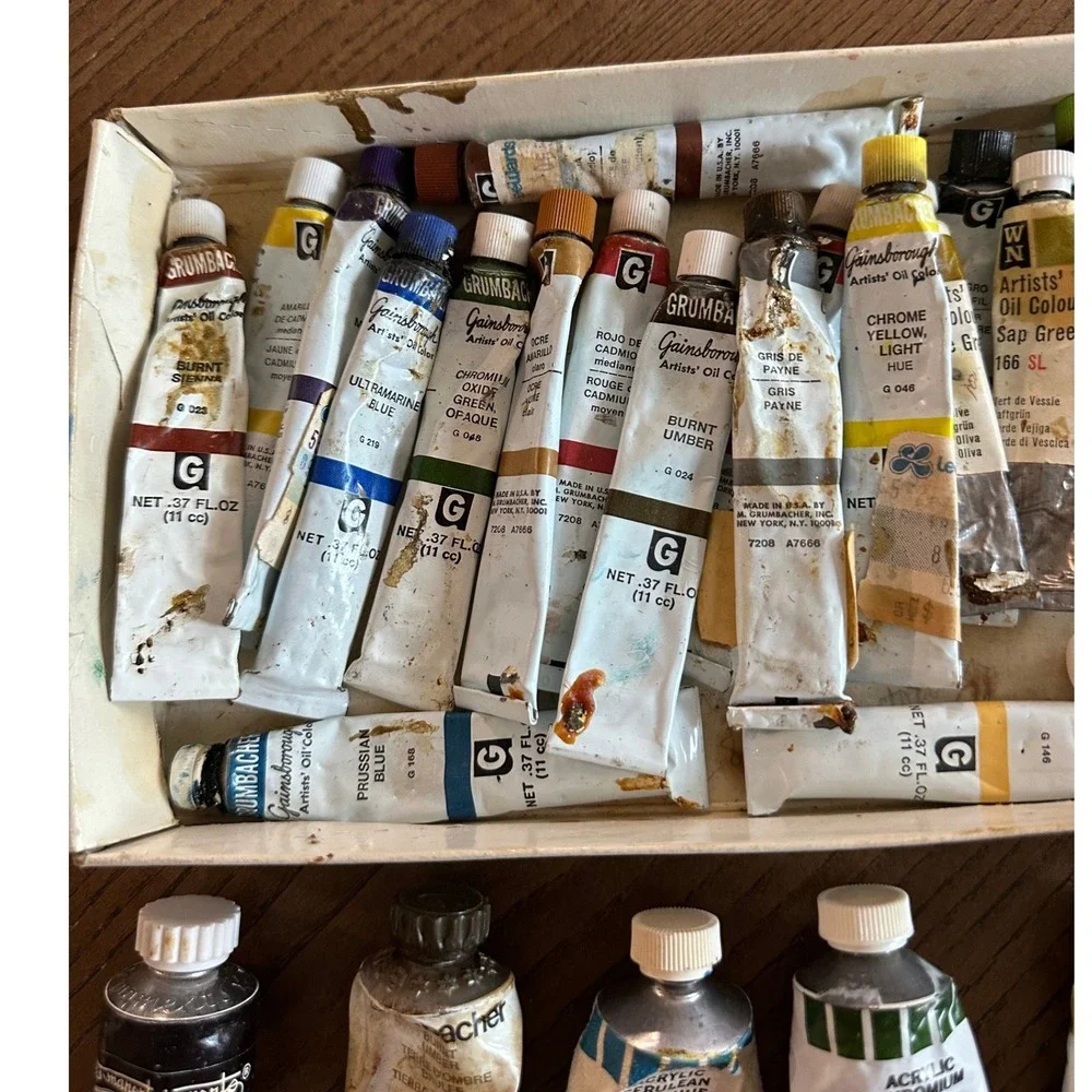 Vintage Grumbacher Craftint Weber Oil Acrylic Paint Lot Mixed Colors 38 Tubes